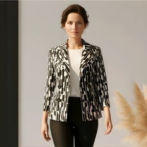 Michael Kors  Abstract Print Six Button Blazer Black & White Size Medium NWOT